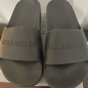 Black balenciaga Logo Playform Slide Sandals